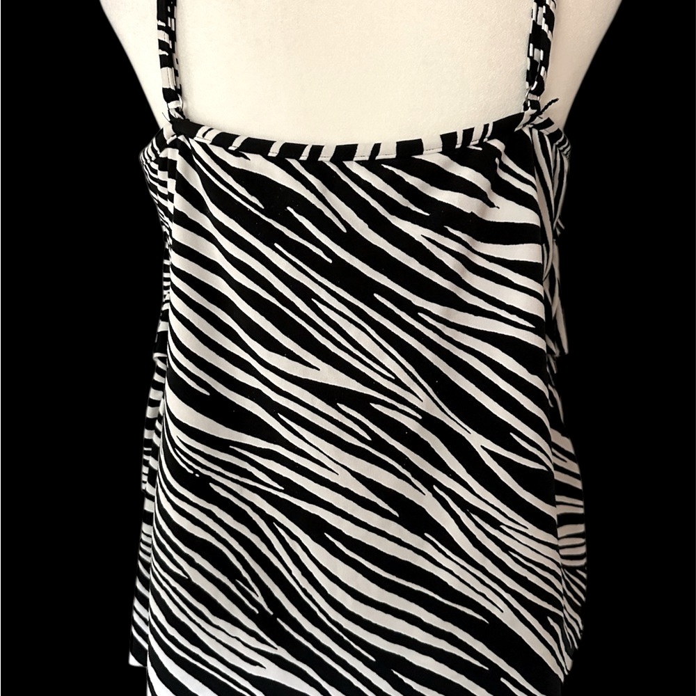 Zebra Print Ruffle Swim Top - Picture 4 of 5